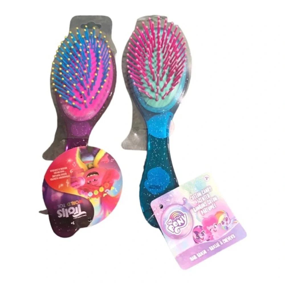 2pack “my little pony” cotton candy‎ and “trolls” strawberry scented hair brush